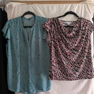 Liz Claiborne Black and Red Floral Blouse and a Simply Styled by Sears Blouse